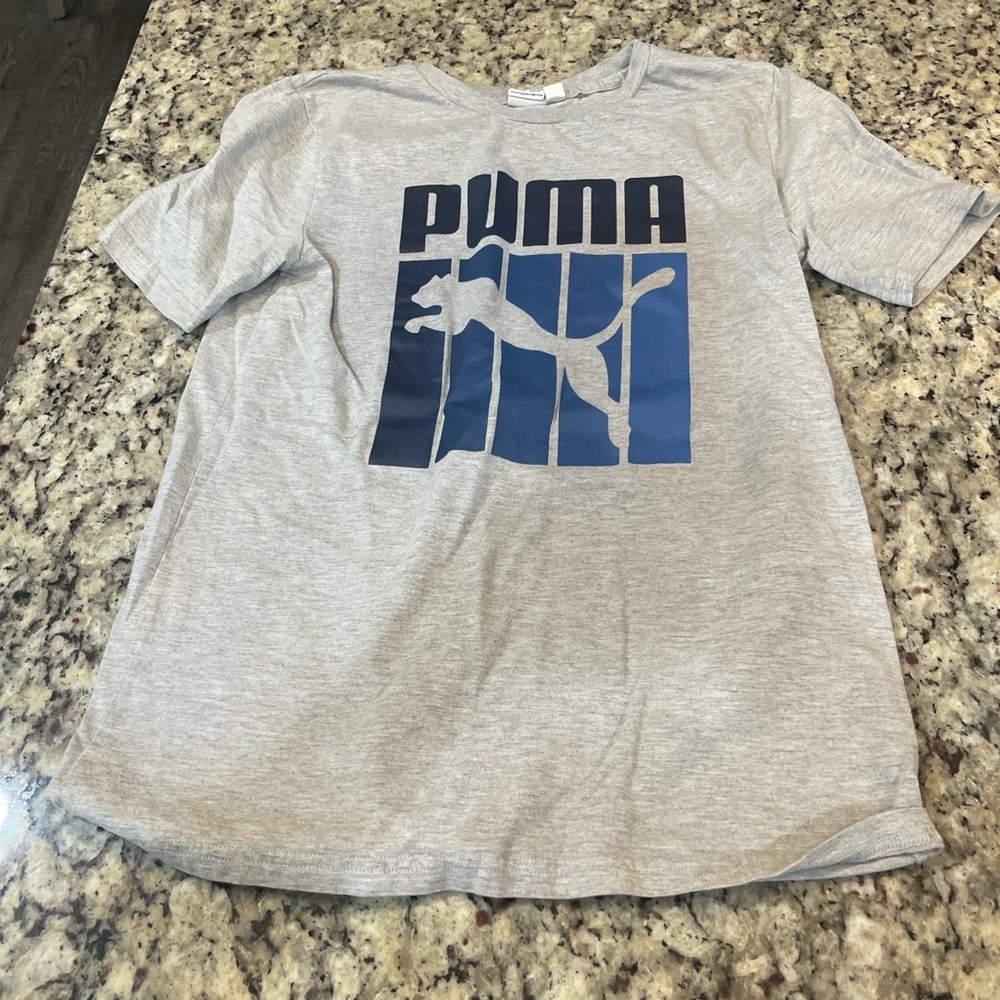 Puma Heather Gray Tee with Navy Logo